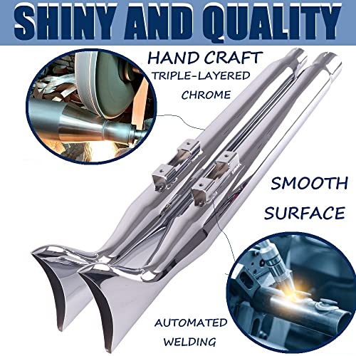 Sharkroad 36" Chrome Fishtail Slip On Mufflers Exhaust 2017-Up For Harley Touring Road King Baggers #TOP2