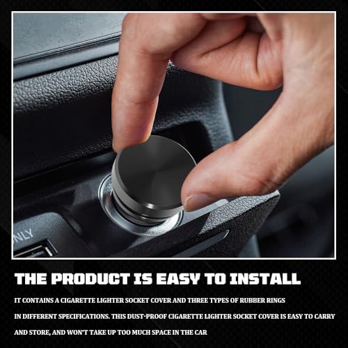 Image of Cigarette Lighter Cover, Dustproof Car Cigarette Lighter Plug Parts, Aluminum Plugs Cover, Waterproof Dustproof Cigarette Lighter Socket Cap for SUV Truck with 12V Power Source (Black)