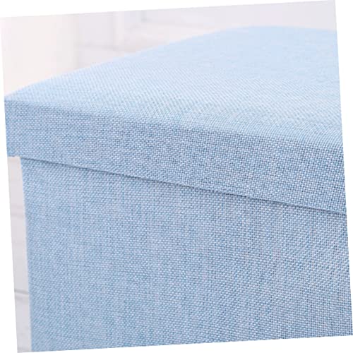 Tabouret de rangement tissu Cabilock bleu ciel pour gagner de la place