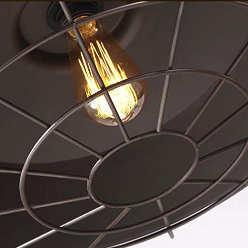 Industrial Nautical Barn Ceiling Light - Litfad 14" Old Rust Wire Guard Single Light Chandelier Semi Flush Pendant Light #TOP2