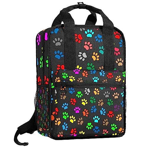 Sac à dos multicolore pattes d'animaux 35.5x26x12 cm pour garçon fille