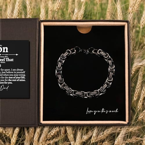 Love You This Much Gift for Son From Dad | Mens 5mm Twist Bracelet | Father Son Presents | 8"+1" Extender | Luxury Gift Box & Card3