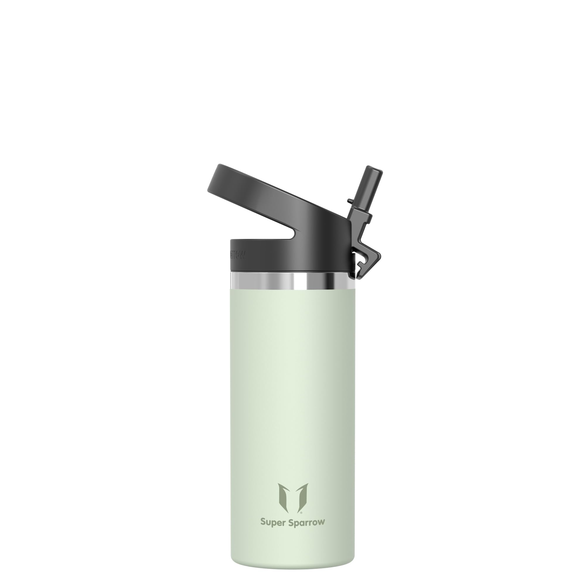 Super Sparrow Water Bottle Insulated - 500ml - Wide Mouth Metal Bottle - Wide Mouth SwivelSip Flask - BPA Free, Leak Proof - Ergonomic Straw Water Bottles for Work, Gym, Travel, Sports