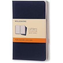 Moleskine Cahier Journal Set of 3, Pocket, Ruled, Indigo Blue, Soft Cover 3.5 x 5.5