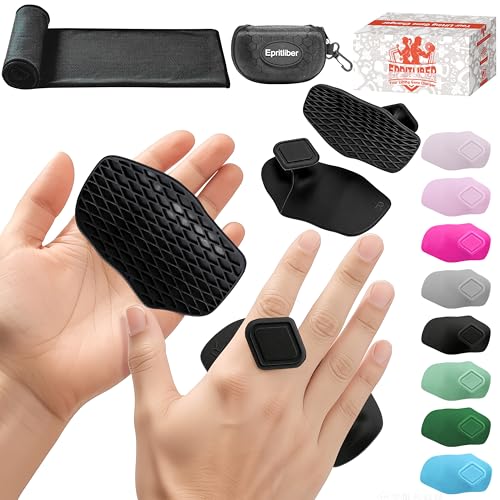 Epritliber Large Silicone Workout Grips Kit with Gym Towel &Storage Case,Weight Lifting Gloves Alternative,Gym Grips Gloves Gifts for Men Women,Gym Hand Palm Protection Pads for Dumbbell,Barbell,Rypt