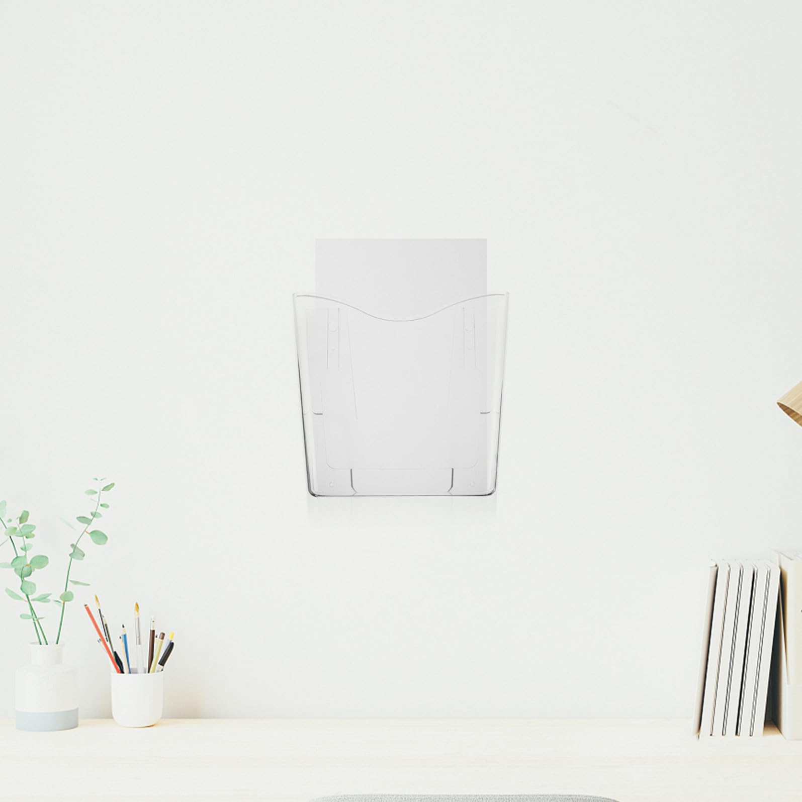 Portariviste da Parete in Acrilico Trasparente Design a V, Salvaspazio e Minimalista, Espositore per Documenti per Casa e Ufficio