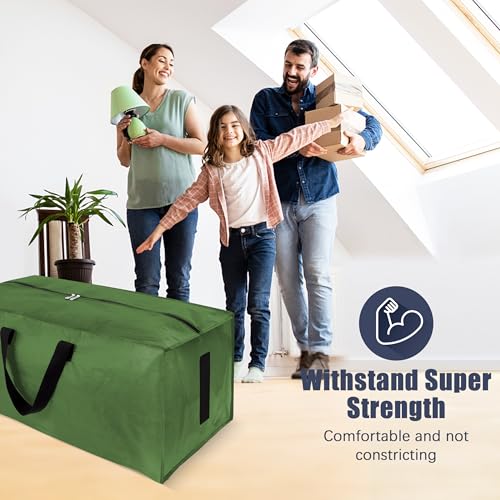 Image of HOMESURE 8 Pack Large Strong Moving Bags with Zippers & Carrying Handles - Water-Resistant - Heavy Duty Storage Tote for Space Saving, Fold Flat, Alternative to Moving Box (Olive Green)