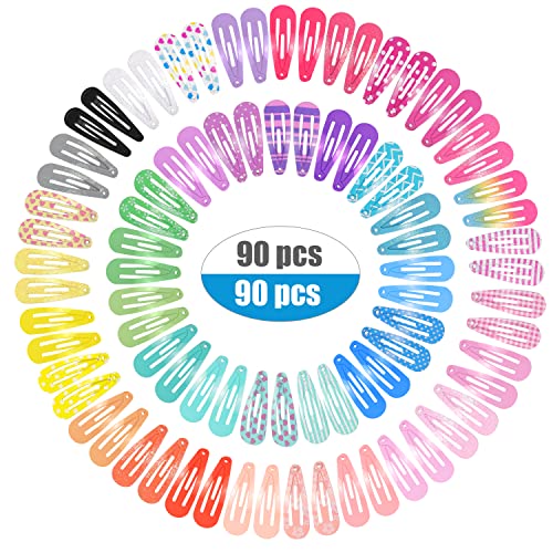 Pince à Cheveux Bébé 90Pcs,3 cm Mini Barrettes à Cheveux ,Barrettes Colorées pour bébés filles cheveux fins (3 cm) Cover