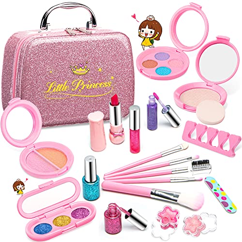 Kids Makeup Kit for Girl, Natural Pollen Washable Real Makeup Set, Play Makeup for Little Girls, Halloween Kids Makeup, Child Makeup Kit Christmasï¼ŒHalloween and Birthday Gift for Girls