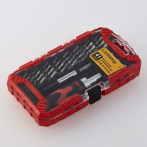 Lichamp Ratchet Screwdriver, 41 Piece Mini Ratcheting Screwdriver Socket Bit Set, Combination Tool Set Household Hand Tool Home Repair Kit Magnetic Driver Plastic Toolbox Storage Case (8202)