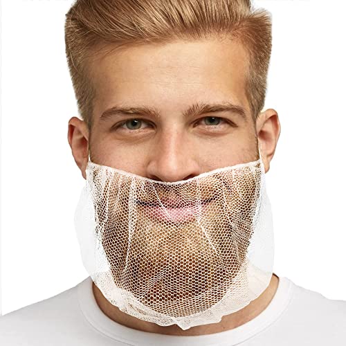 Amz Disposable Beard Nets For Men 18", Pack Of 100 White Beard Covers For Men, Well-Ventilated Nylon Beard Guard For Restaurant, Hospital Beard Cover Protector With Stretchy Band, Beard Net Protector #TOP9