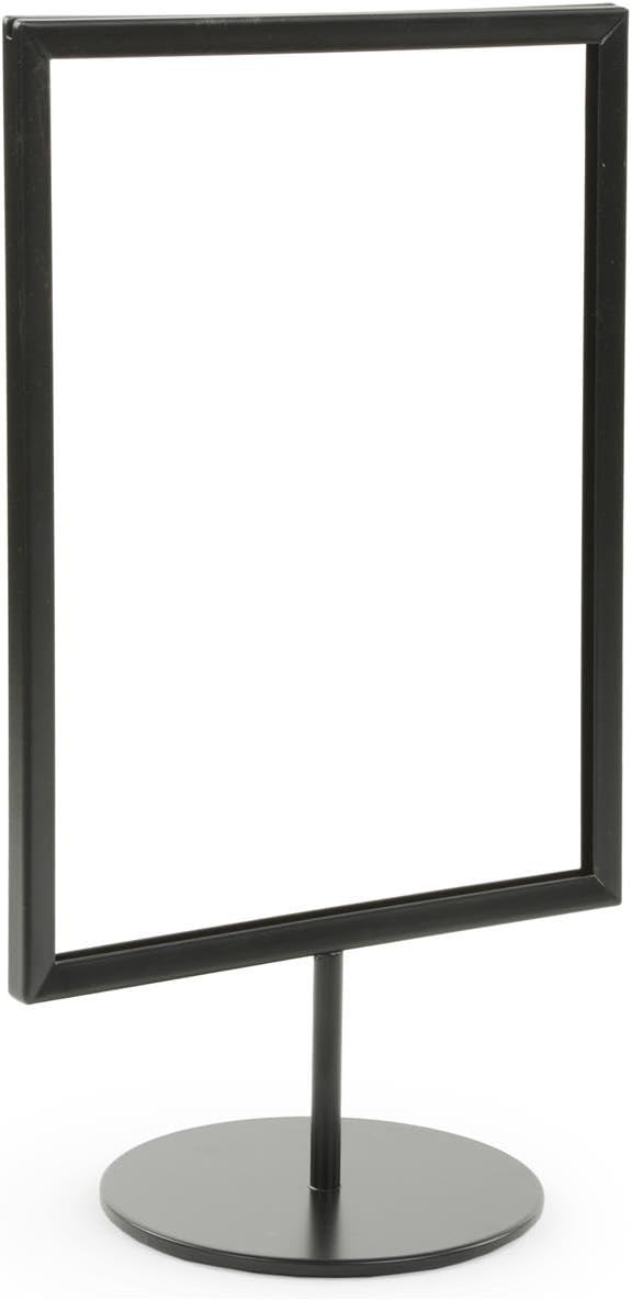 Displays2go (Set of 10 8.5x11 Countertop Metal Sign Frame - Top-Loading Pedestal Sign for 1/8" Poster board - Black (RD8511BKMS)