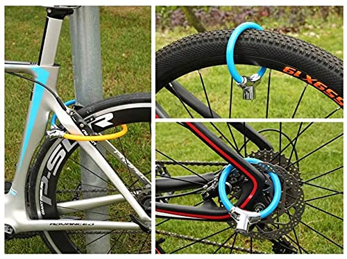 Candado portátil para Bicicleta con Mini Anilla antirrobo y Cable de Acero, Ideal para Bicicletas de montaña y Carretera (Color Azul)
