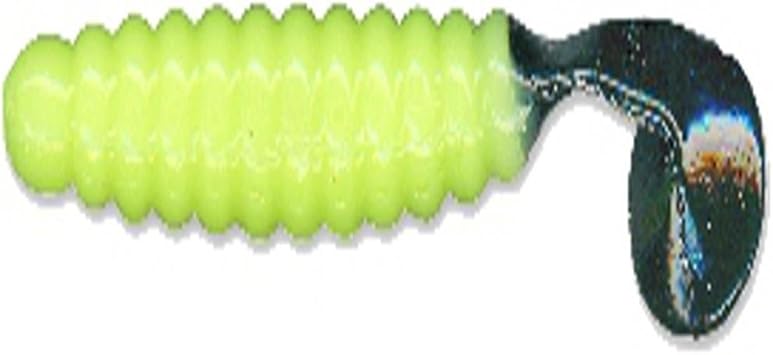 Slider Crappie/Panfish Grub Lure, 1-1/2-Inch, Creamy/Chartreuse Black