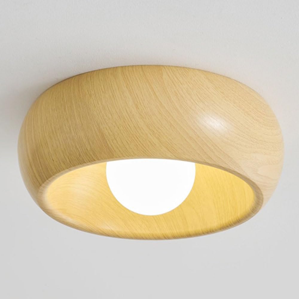 YGZPALH Walnut Finish Flush Mount Ceiling Light, Hallway G9 Lighting Fixture with Metal Glass Lampshade Mid Century Modern Ceiling Mount Ceiling Lamp for Hallway Entryway Farmhouse and Office