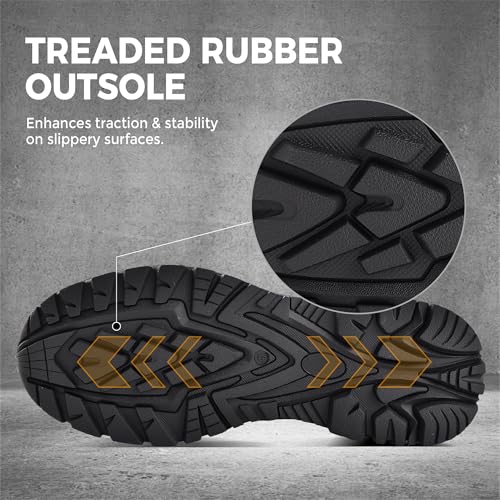 Image of SUADEX Steel Toe Boots for Men Women Arch Support Waterproof Work Construction Indestructible Safety Boots Puncture Proof Composite Toe Boot