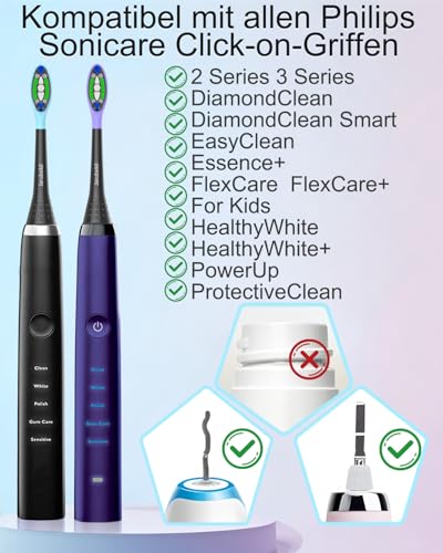 Jarubekil 12er Ersatzbürsten Kompatibel mit Philips Sonicare Elektrische Zahnbürste, Medium Bürstenköpfe Aufsteckbürsten für 5500 5300 9000 3100 4100 6100 7100 (Schwarz) 2