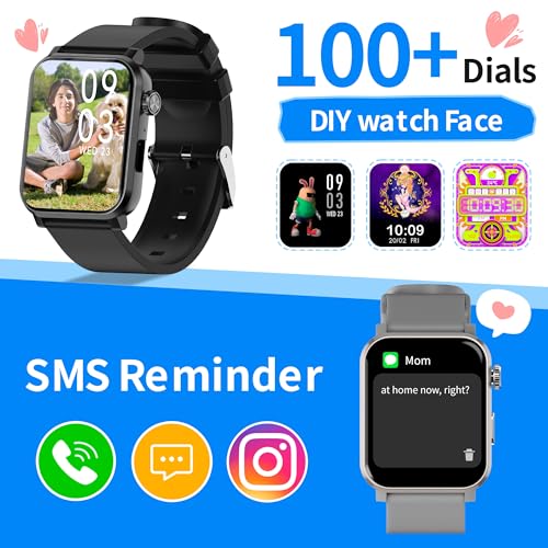 EZON Smart Watch for Kids Boys Girls,1.83" HD Kids Watch with Call Function,Games,Pedometer,Heart Rate,SpO2,Sleep & Stress Monitor, 120+ Sports Modes,Compatible with Android iOS (Blue)3