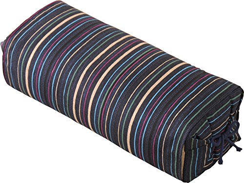 EMOOR, Buckwheat Husk Pillow, 5x20 in (Hight-Adjustable), Cotton Fabric (Stripe Navy), Made in Japan