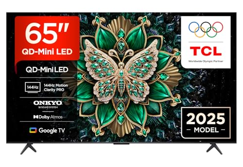 TCL 65C6K 65' QD-Mini LED TV, 4K HDR Premium 1000nits, Smart TV con tecnologia Google TV (Dolby Vision IQ e Atmos, sistema audio Onkyo 2.1, Motion Clarity Pro a 144 Hz, Game Master)