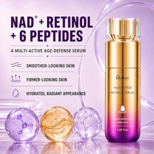 Image of Retinol Serum for Face & Neck with Peptide & NAD+, Firming Collagen Skin Care for Fine Lines, Wrinkles & Hydration, Lightweight Daily Serum for Women & Men