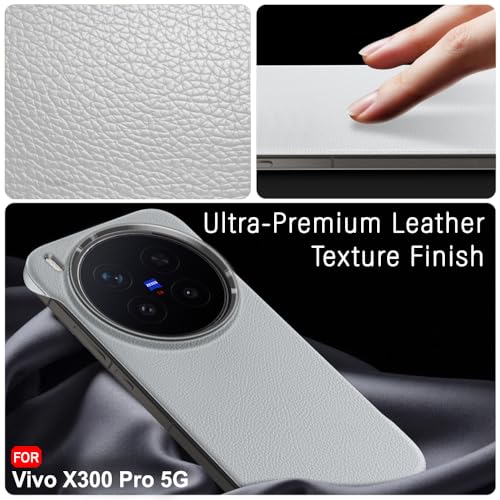 Image of TheGiftKart Hybrid Ultimate Slim Back Case Cover for Vivo X300 Pro 5G | Lightweight Profile | Hard Back Case Cover for Vivo X300 Pro 5G (PC & TPU, Metal Camera Ring, Leather Texture Finish, Grey)