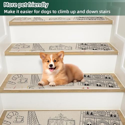 Alfombra peldaños perros y niños para evitar caídas en escaleras interiores de madera 6