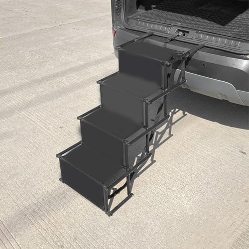 Foldable Pet Dog Stairs Steps Ramp for Car, Portable Dog Car Ramp for Large Dogs, Adjustable Light Pet Dogs Climbing Ladder Non-Slip for Truck, SUVs for High Beds, Sofa, Couch