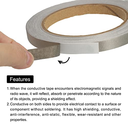 Image of MECCANIXITY Faraday Cloth Tape 0.39 inch W x 65.62 Feet Conductive Cloth Fabric Adhesive Tape Roll for Laptop Cable EMI Shielding 2 Pcs