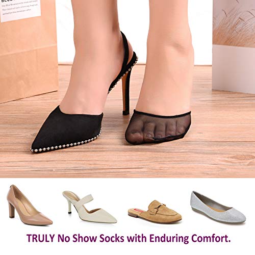 Image of Flammi 6 Pairs Ball of Foot Cushion Socks,Women's Toe Cover with Padding Toe Topper Liner Socks Non-Skid Bottom