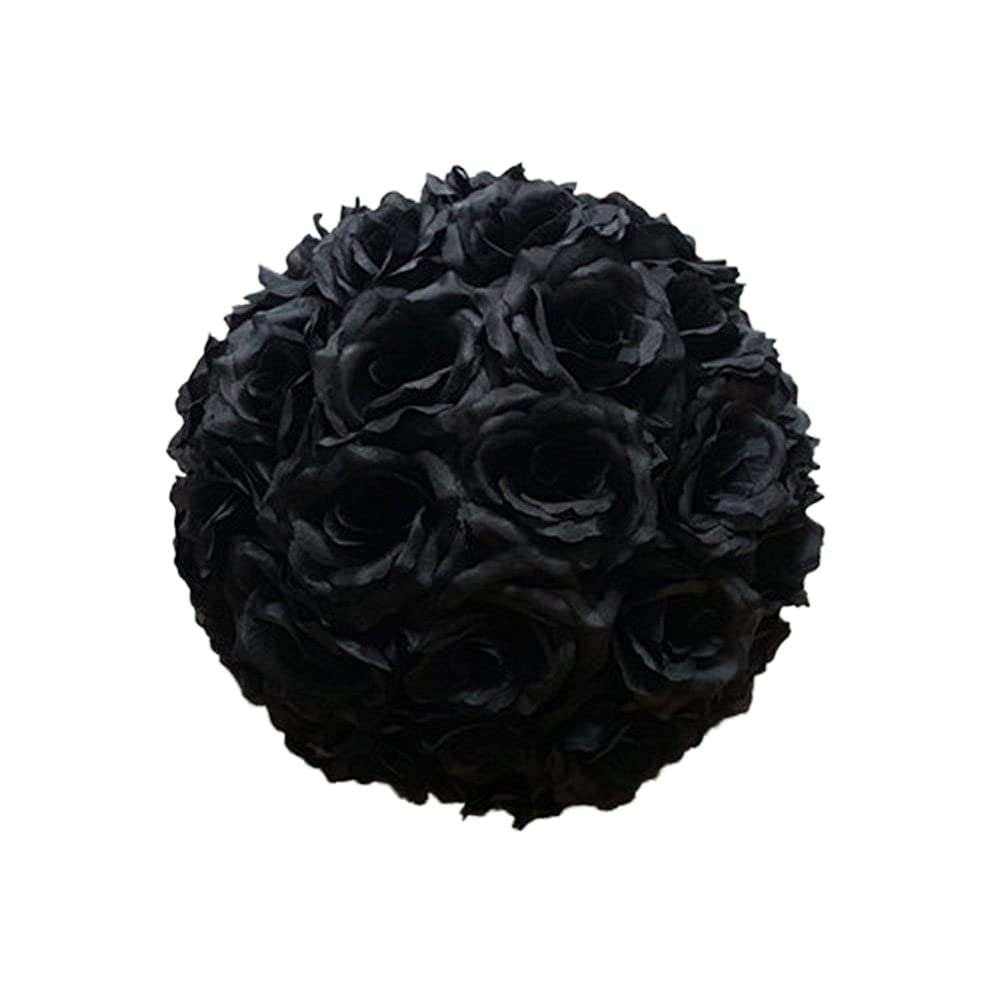 10 Inch Artificial Romantic Rose Flower Ball for Home Outdoor Wedding Party Centerpieces Decorations 5 Pack, Black