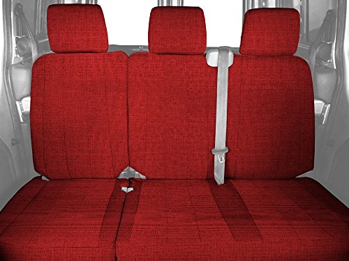 Center 60/40 Split Bench Seats, CalTrend Tweed Seat Covers for 2003-2006 Chevrolet Suburban 1500|Chevrolet Suburban 2500|GMC Yukon XL 1500|GMC Yukon XL 2500 Red Red Insert and Trim