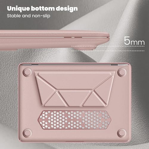 Image of ProElite Case for MacBook Air 13 inch M2 2025 /2024 M1 2021 2020 Release A2337 A2179 A1932 Model Touch ID, Slim Leather case with Foldable Stand, Pink