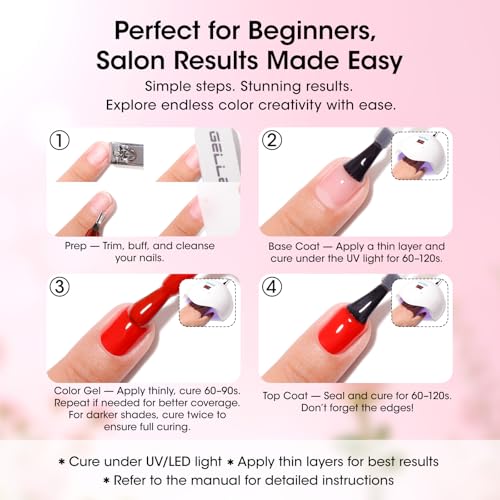 GELLEN Gel Nail Polish Set 24pcs, 20 Colors Pastel Gel Polish Kit Spring Nail Gel Polish with Base Coat, Glossy Glitter Cat Eye Top Coat, Magnet, Soak Off UV Gel Nail Polish