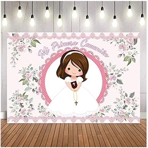 Photography Background My First Communion Girl Baptism God Bless Baptism Mi Bautizo Decor Backdrop Photo Studio Props 7×5 Foot Vinyl Backdrop Cover