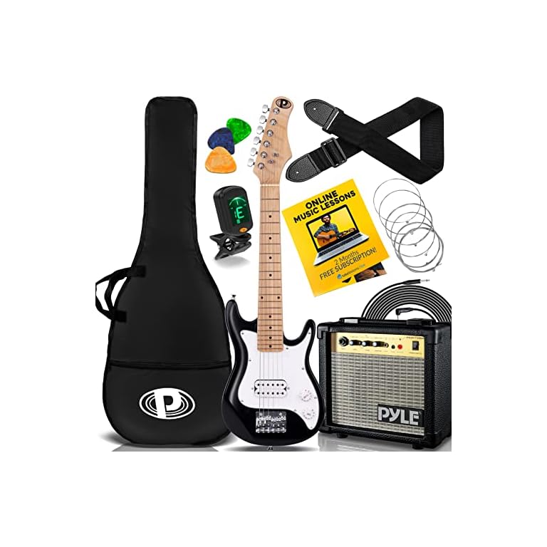 Pyle Kids Electric Guitar Starter Kit with Amplifier, 30” Mini
