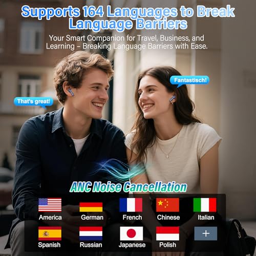 Image of AI Translation Earbuds Real Time,164 Language /7 Translation Modes Translator Earbuds with Audio and Video Calls,No Subscription,5 EQ Modes Touch Screen Translator Headphones,48H AI Ear Buds, Dark Blue