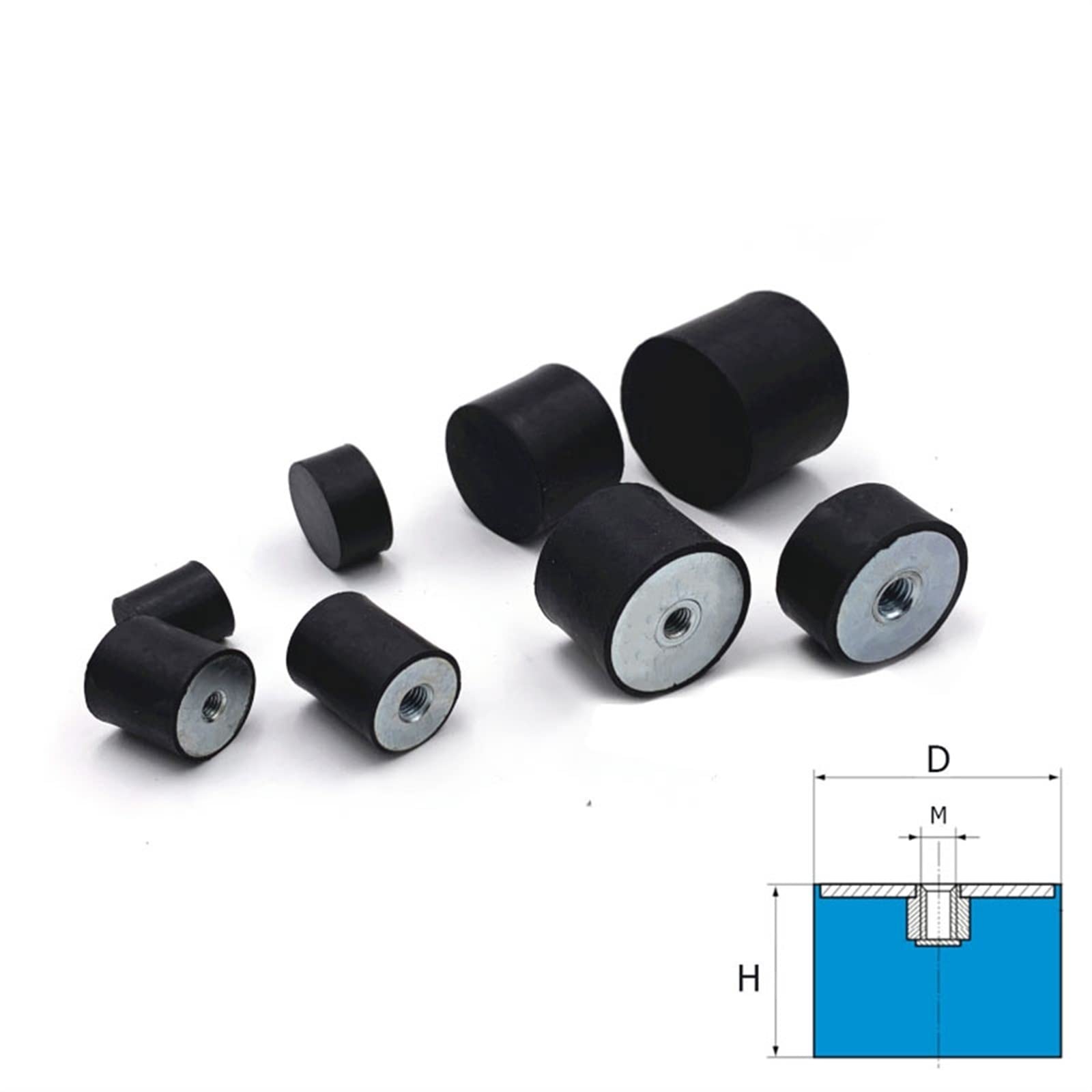 GTPBAO Stud Bushing 4Pcs M3 M4 M5 Single Female Thread Rubber Shock Absorbers, Anti Vibration Isolator for Air Compressors, Water Pump, Welding Machine Threaded Isolator (Size : D10 x H8 M3)