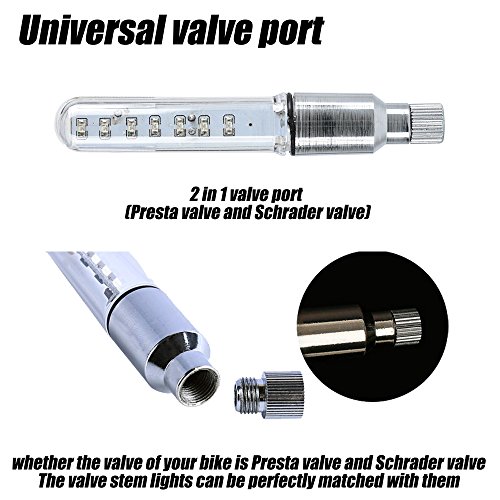 Daway A08 Bicycle Tire Valve Stem Light - Led Waterproof Bike Wheel Lights Neon Flashing Lamp Glow In The Dark Cool Safe Accessories, 1 Pack, White Graphics #TOP4