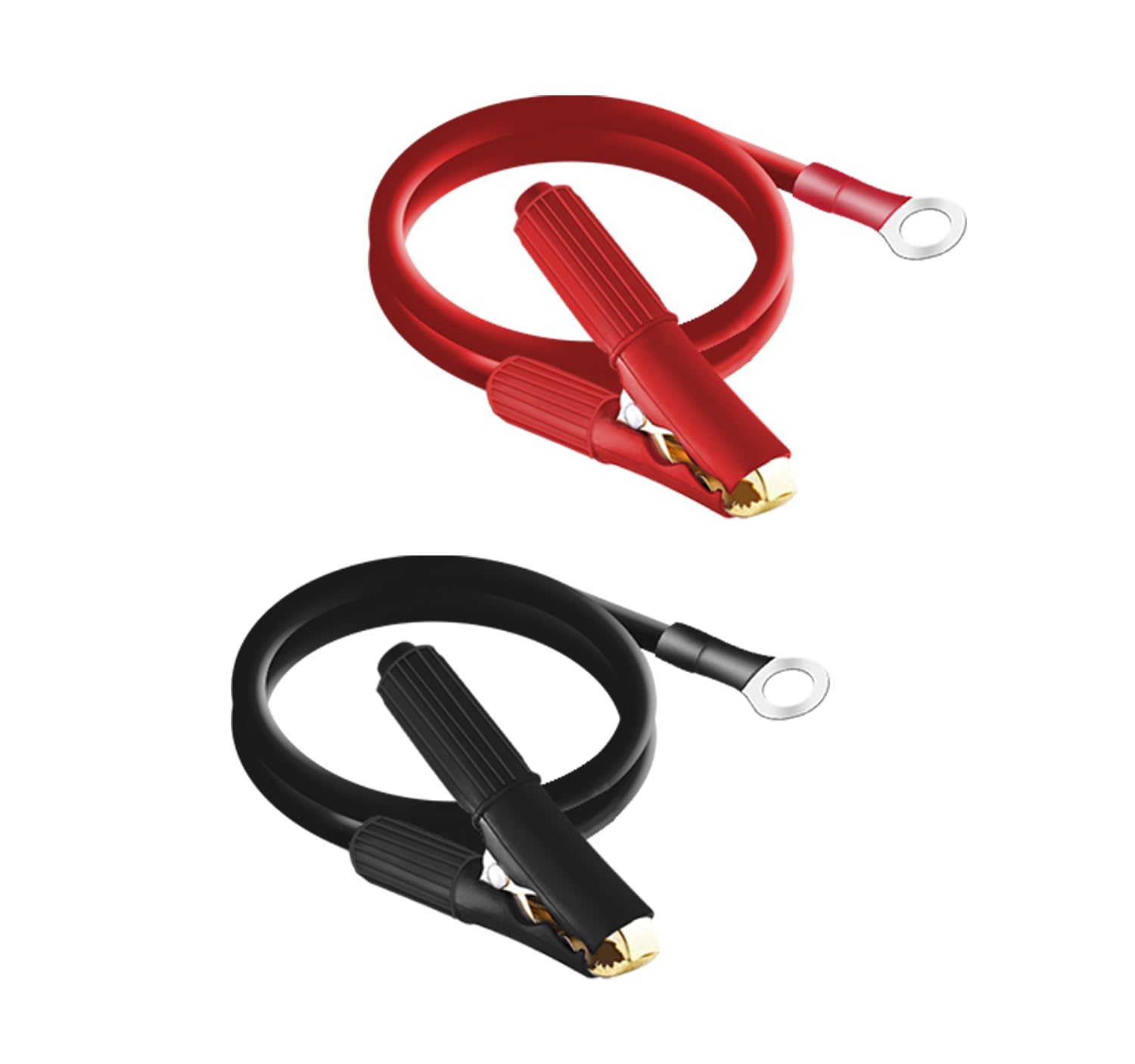 Yinleader 8mm² Pure Copper Battery Inverter Cables (40cm), 12V/24V Red & Black Auto Battery Leads with Heavy-Duty Crocodile Clips for Campervan, Motorhome, Solar & Marine