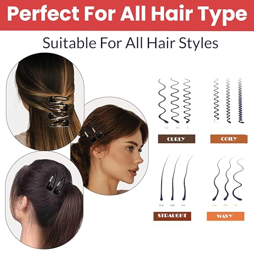 Image of TEMPERIA Tic Tac Hair Clips for Girls (Pack of 12 pcs) (5cm) (Matte Black) - Tik Tak Pins for Women