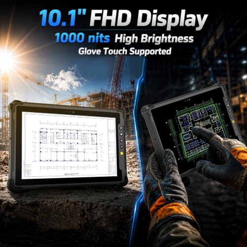 Image of Rugged Tablet with Barcode Scanner M10N, 10.1 inch Windows 11 Pro Enterprise Tablet w /HW N4680 Scan Engine, Intel N150 8GB 128GB, IP65 Heavy Duty PC for Industrial Outdoor Work