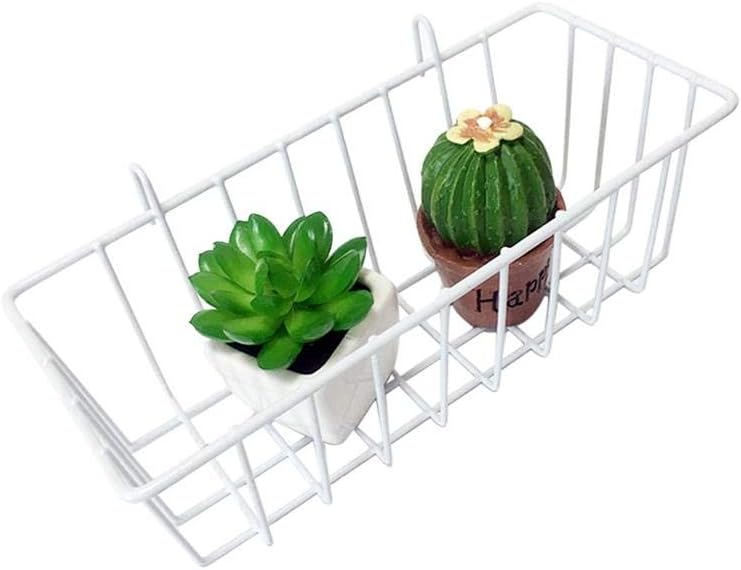 Lembeauty Iron Hanging Wire Basket for Wall Grid Panel Multifunctional Wall Mounted Flower Pot Shelf Small Items Display Rack Holder Indoor Pendant for Home Decor