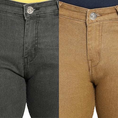 Image of DAIS Men's Stretchable Slim Fit Mid Rise Jeans, Pack of 2, (Combo of 2 Jeans)