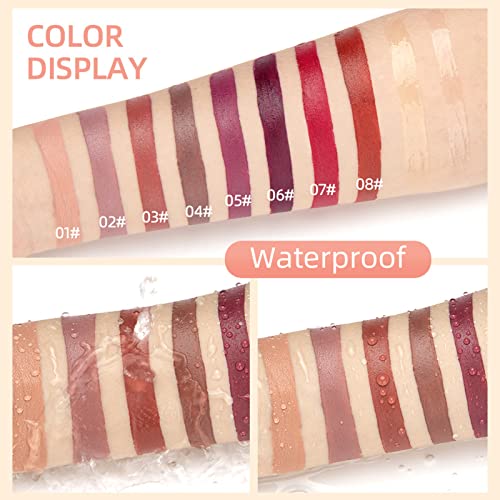 10Pcs Lip Liner And Lipstick Makeup Set, 8Pcs 2 In 1 Double Head Matte Lipstick +Day And Night Lip Oil, Waterproof Long Lasting Lip Make Up Gift Kit For Daily/Travel/Party/Work #TOP6