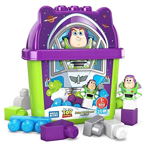 Juegos De Mesa, Toy Mega Bloks Disney, Cubeta de Buzz Lightyear, Juego de Construcción de 25 piezas para niños de 1 año en adelante