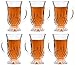 Red Co. 6-Pack Classic Clear Cut Glass 4.5 Oz Footed Turkish Tea Cups with Handles, Etched Design
