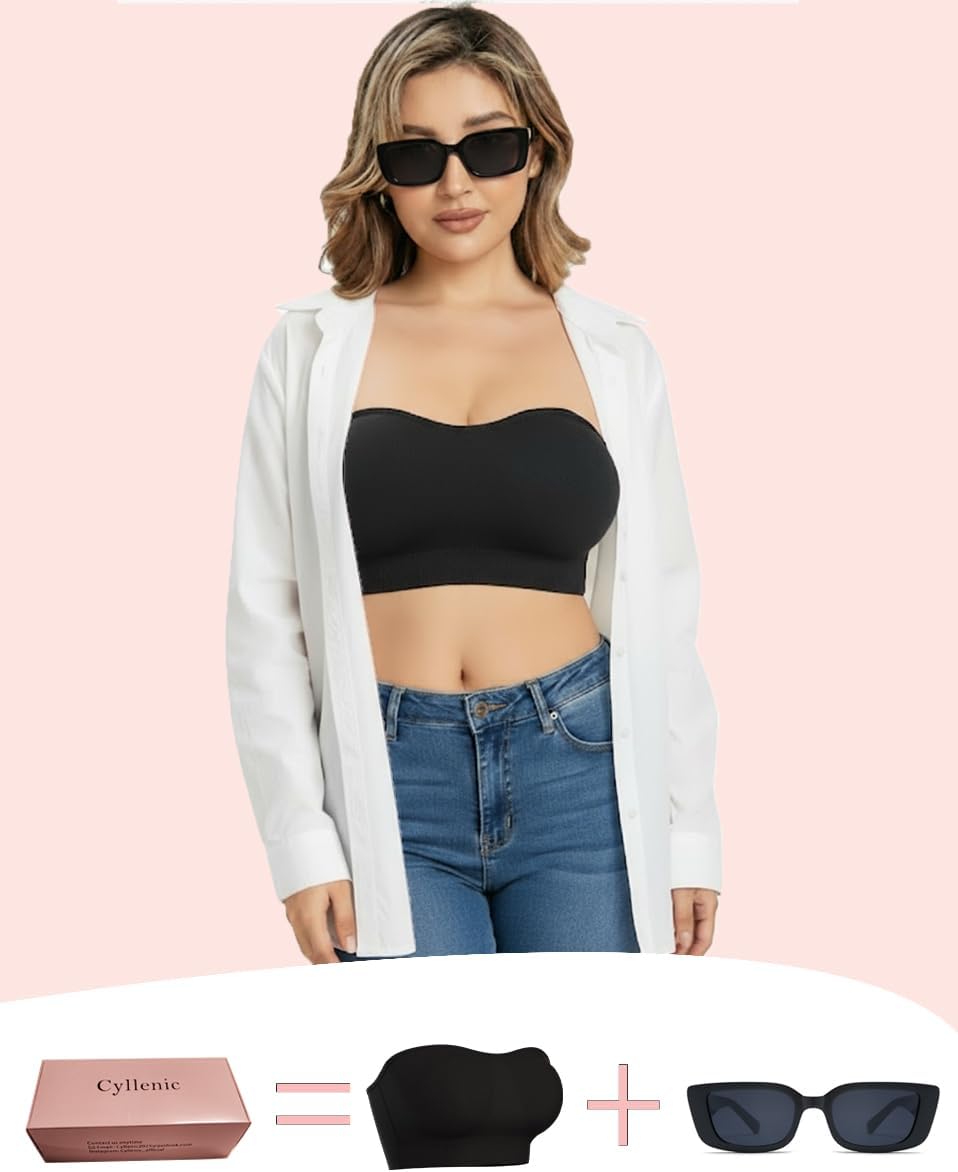 Strapless Bras for Women Push Up Supportive Bandeau Bra Seamless Non Slip Wireless Padded Tube Top - Image 3