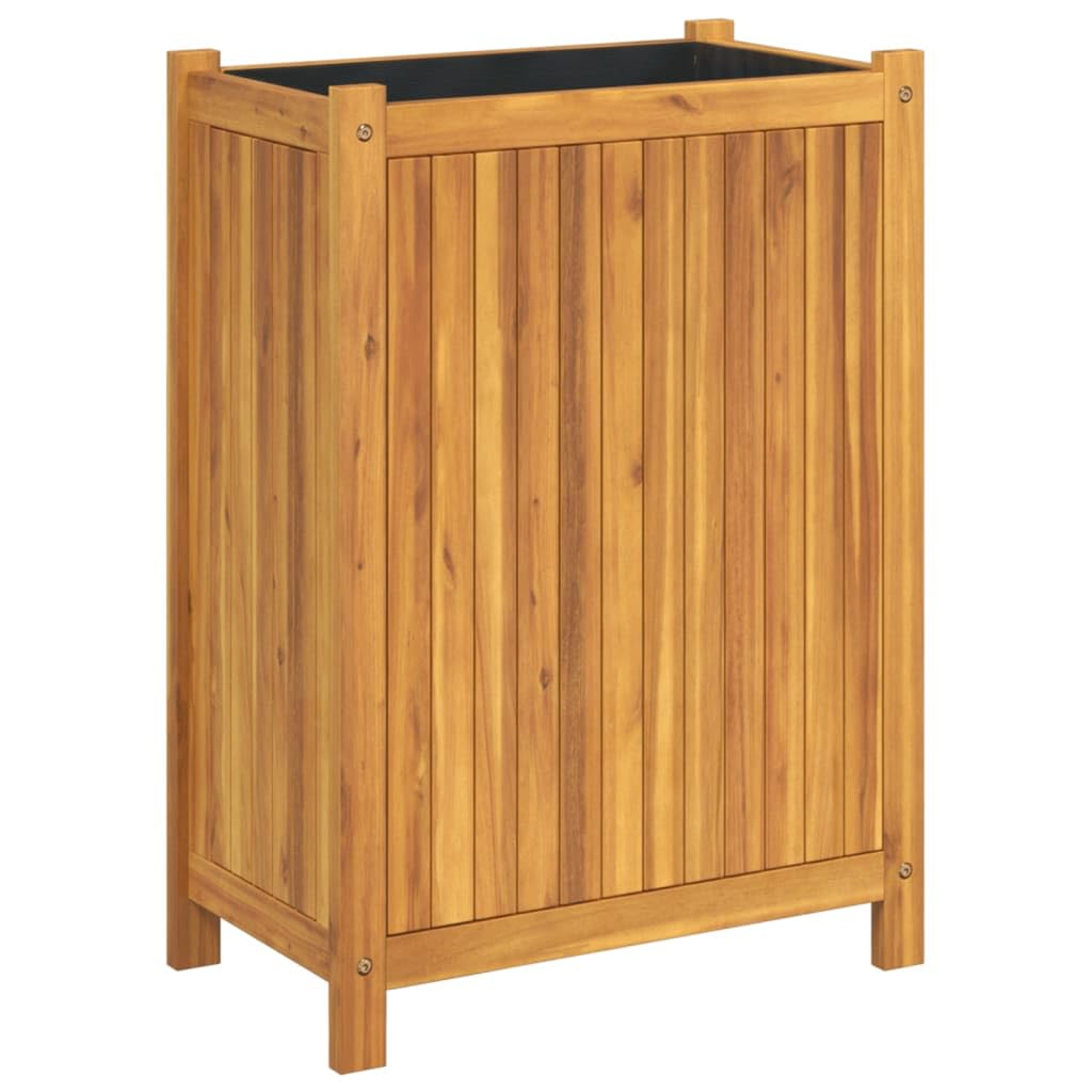 vidaXL Jardinière avec Doublure, Lit Surélevé, Bac à Fleurs, Pot de Plantes, Boîte à Fleurs Jardin Patio Terrasse, 54x31x75 cm Bois Massif d'Acacia