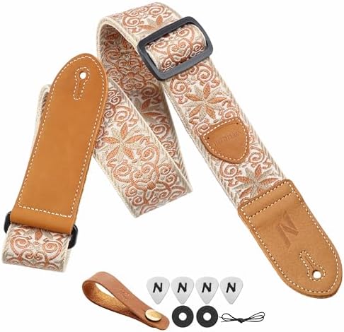 Nefelibata Guitar Strap,Double leather ends,Vintage Woven W/FREE ...